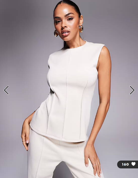 ASOS DESIGN co-ord soft seamed peplum top in cream