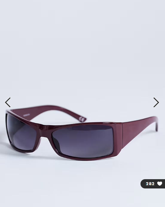 Topshop Ibiza wrapround rectangle sunglasses in burgundy