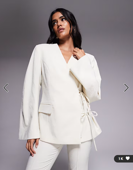 ASOS DESIGN tailored double tie side blazer co-ord in buttermilk