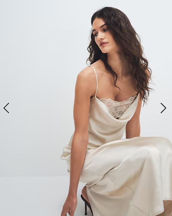 Vila lace insert cowl neck satin cami maxi dress in cream