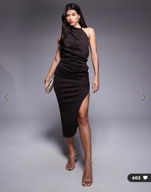 Asos - one shoulder midi dress in chocolate scuba