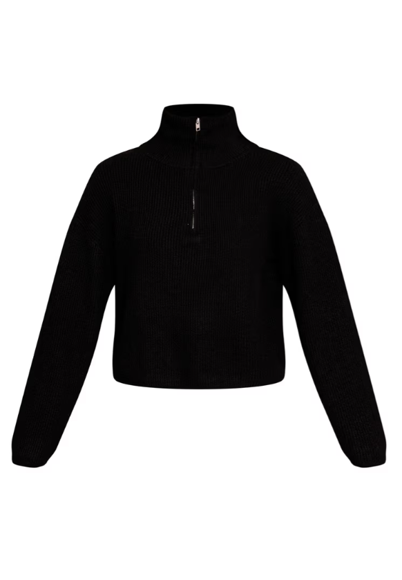 Prettylittlething Black Half Zip Soft Knit Jumper