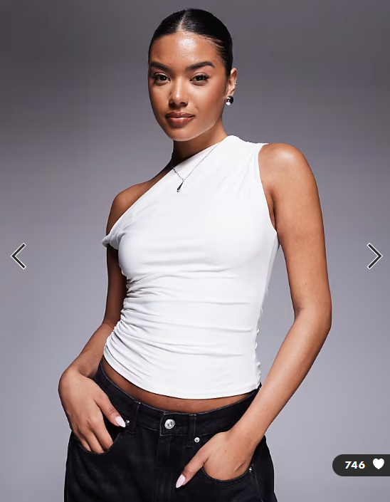 Kaiia exclusive double layered slinky off shoulder top in white
