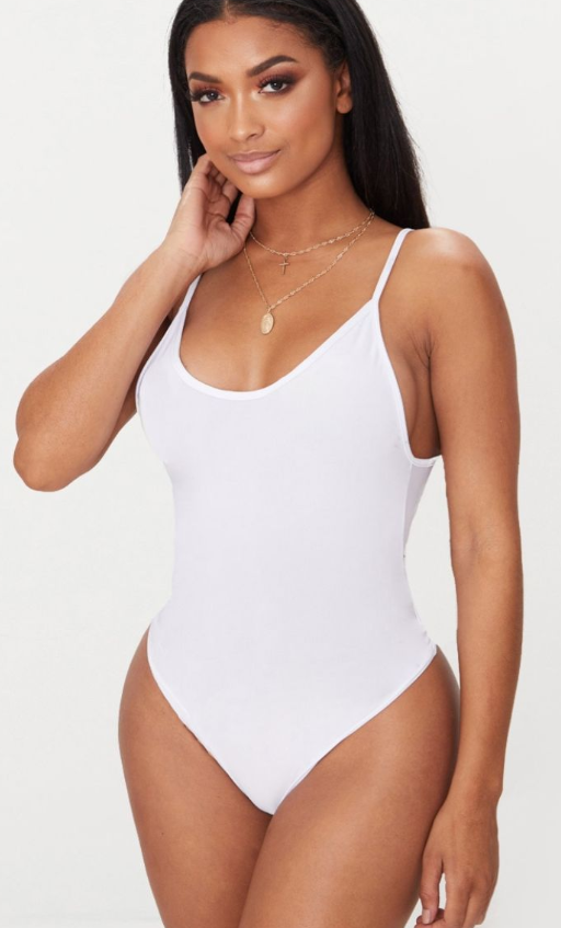 Shape White Strappy Scoop Back Bodysuit