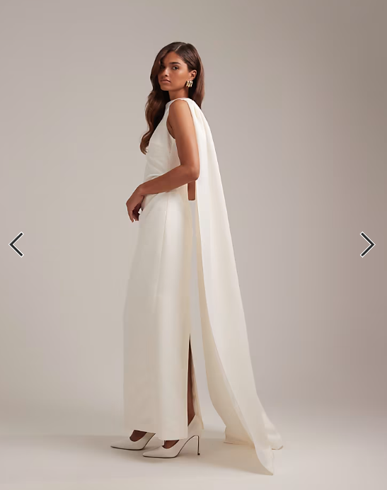 ASOS DESIGN high neck maxi wedding dress with train in ivory