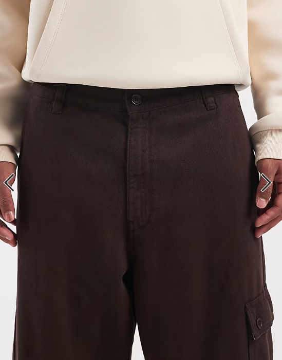 ASOS DESIGN loose straight fit cargo trousers in brown