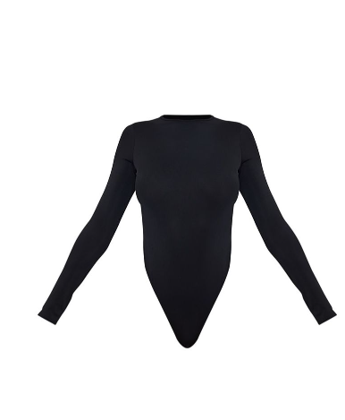 Black Slinky Long Sleeve Bodysuit