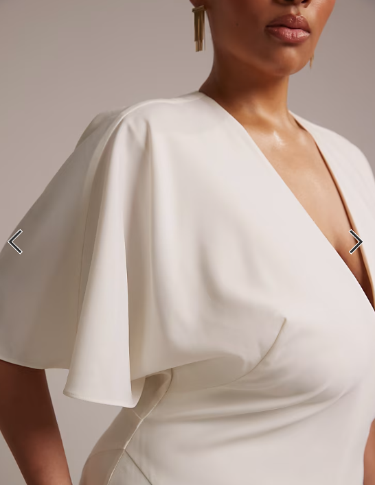ASOS DESIGN Curve bridal cape sleeve godet maxi dress in ivory