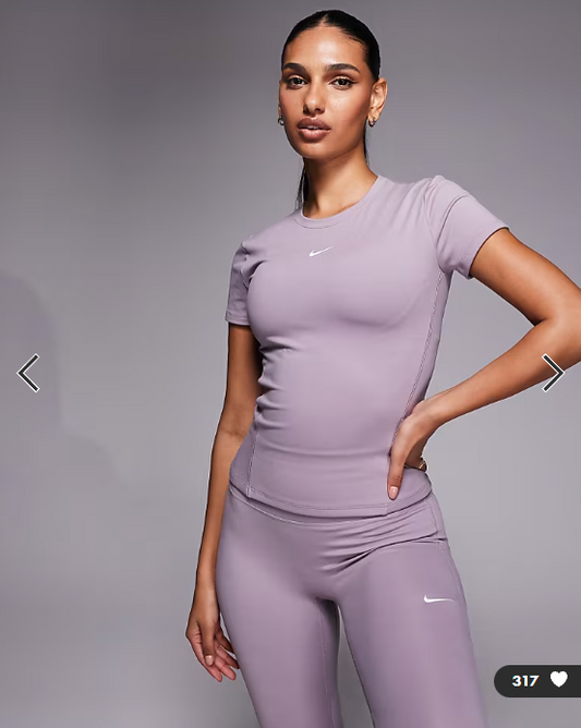 Nike One Training fitted short sleeve top in light purple