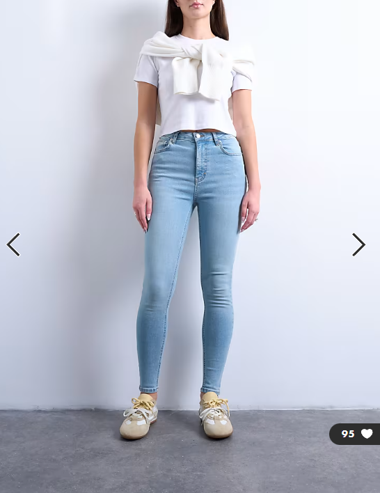 Topshop Hourglass Jamie skinny high rise jean in bleach