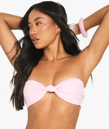 boohoo Swimwear Essentials Knot Bandeau Bikini Top
