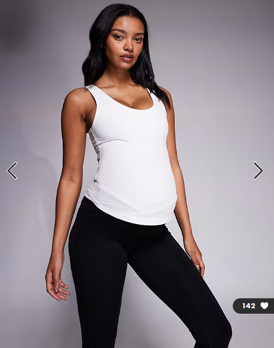 4505 Maternity soft touch rib vest with inner bra in white