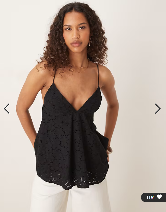 Mango v-neck cotton a-line top in black