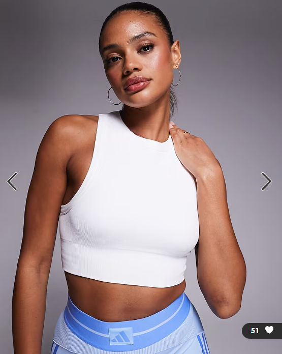 Asos - 4505 Active double layer support seamless rib sports bra in white