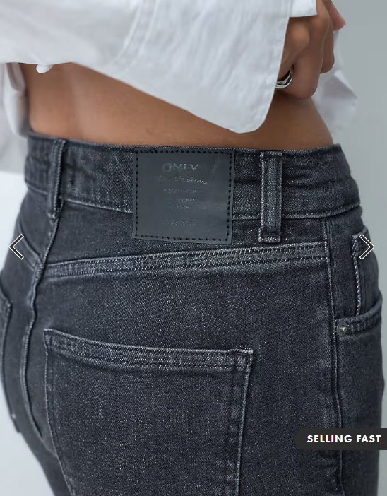 ONLY Juicy high waist wide leg jeans in washed black