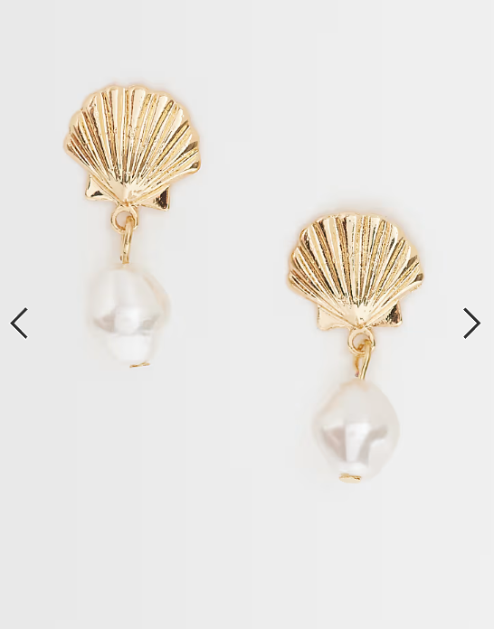 ONLY sea shell earrings with faux pearl in gold