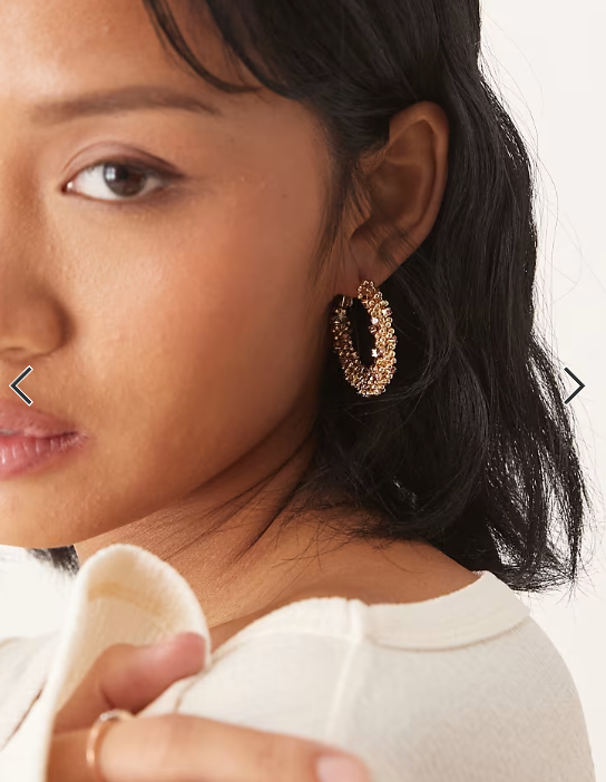 ASOS DESIGN hoop earrings in beaded design in gold tone