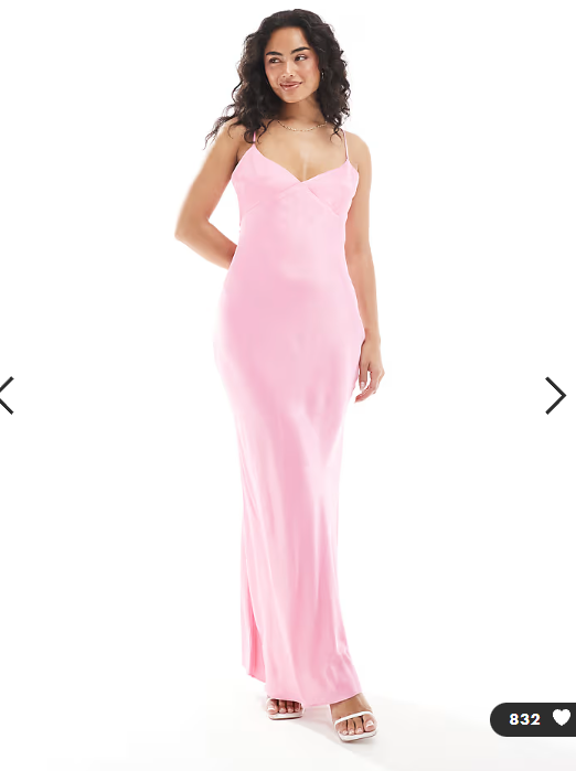ASOS DESIGN satin tie back maxi dress in pink
