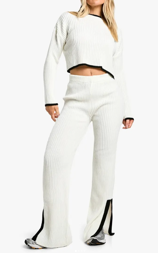boohoo Contrast Trim Fine Gauge Knitted Co-ord SET