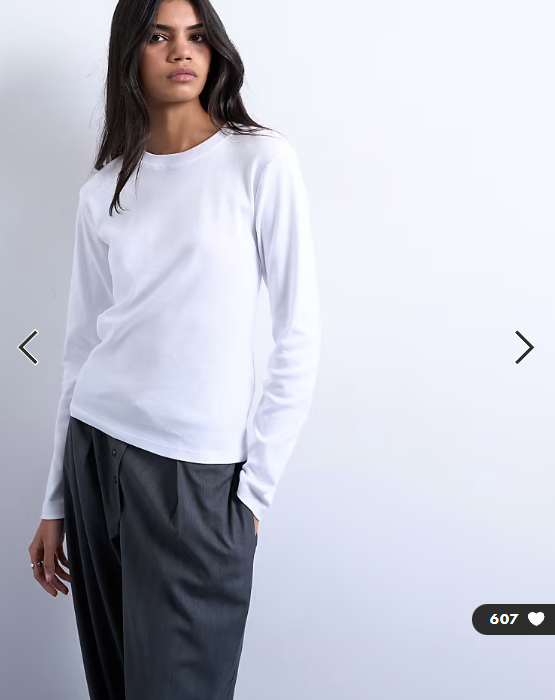 Topshop long sleeve everyday tee in white
