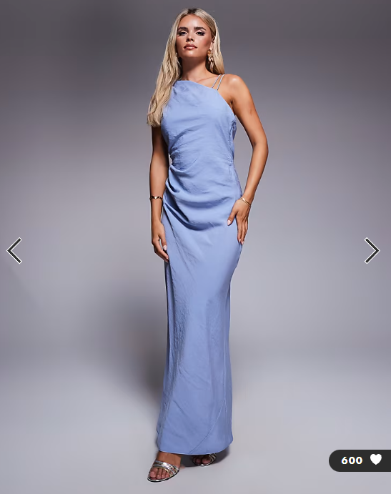 ASOS DESIGN Petite one shoulder midi dress with back trim detail in powder blue