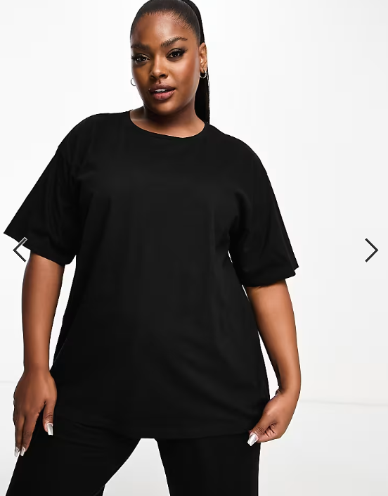 ASOS DESIGN Curve mix & match cotton oversized pyjama tee in black