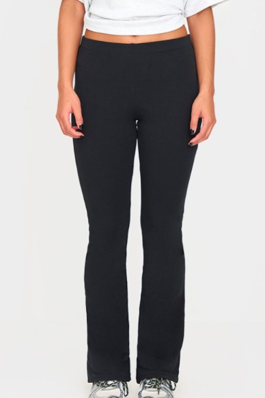 Black Double Contour Jersey Flared Trousers