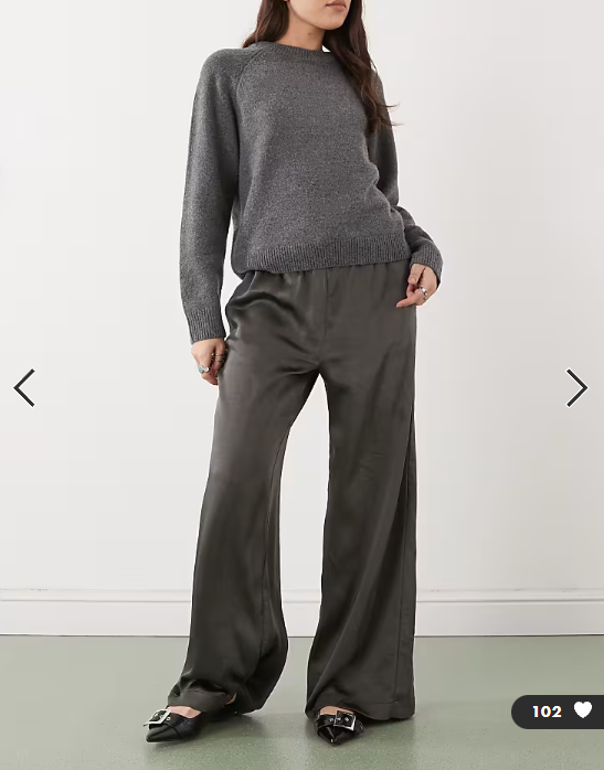 Weekday satin trousers in dark grey