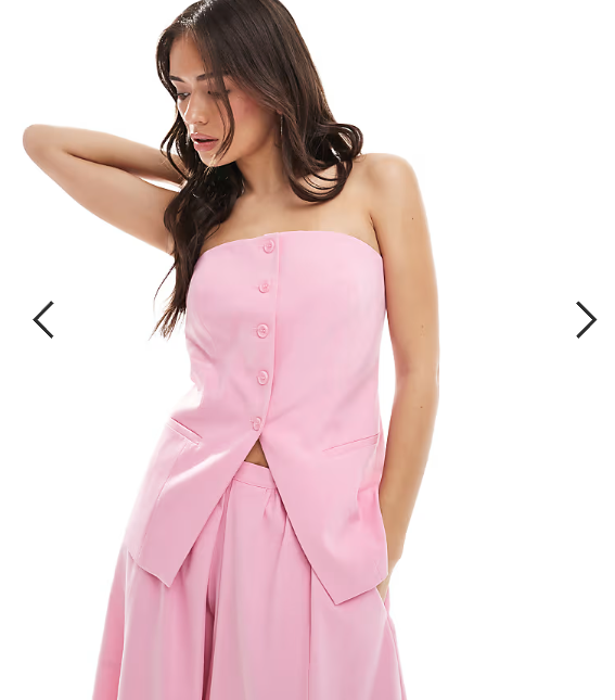 ASOS DESIGN tailored bandeau top in pink co ord