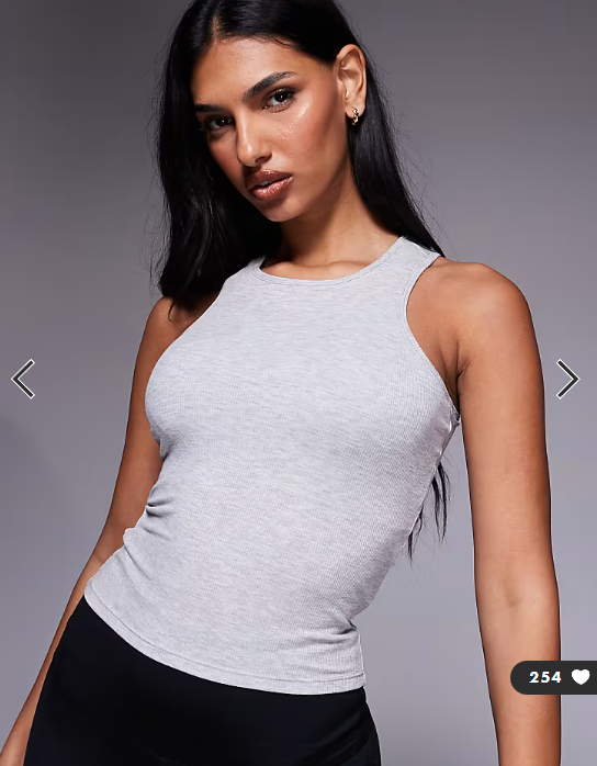4505 plush lightweight ribbed racer vest with inner bra and removeable padding in grey marl