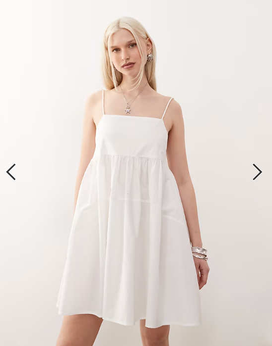 COLLUSION cami mini smock dress in white