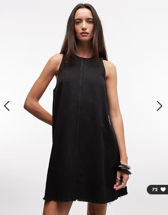 Monki sleeveless a line mini dress with frayed edge in black