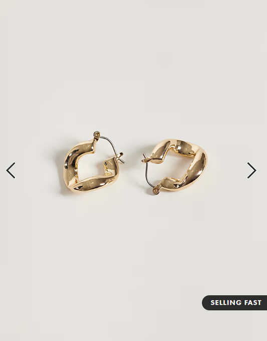 ASOS DESIGN small hoops with twisted design in gold tone