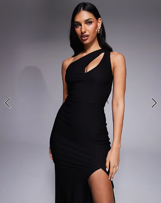 Vesper bengaline cut out front detail thigh split maxi dress in&nbsp;black