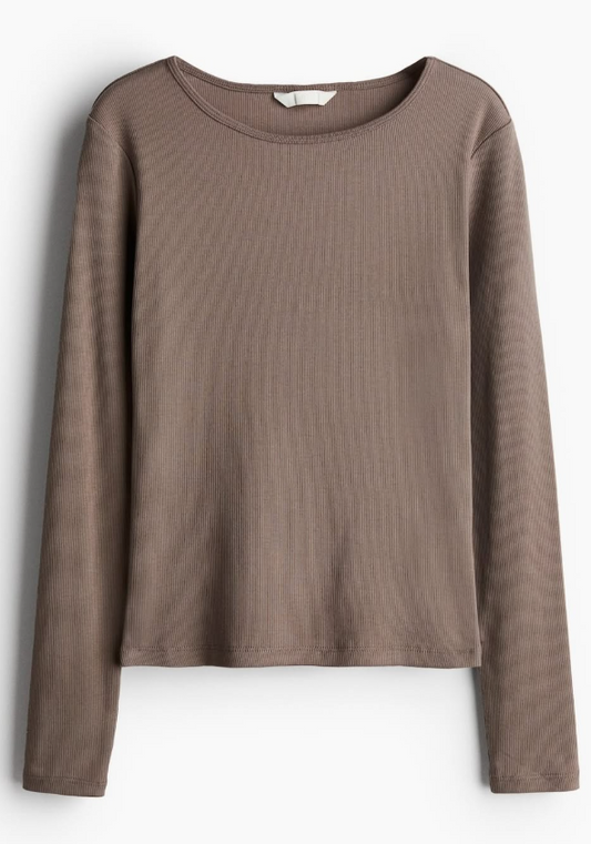 H&M-RIBBED JERSEY TOP