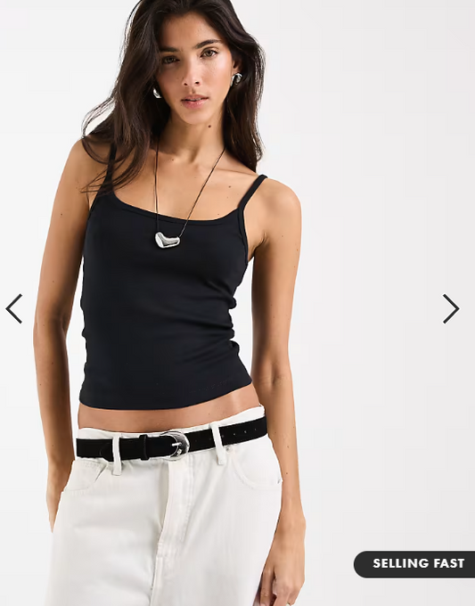ASOS DESIGN scoop neck cami with elastic straps in black