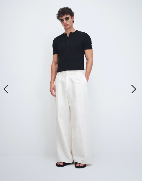 ASOS DESIGN tailored pleated linen rich loose leg trousers in white