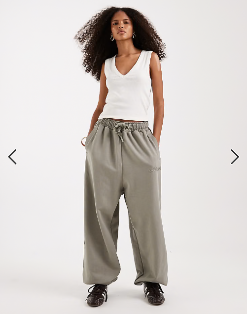 adidas Originals linear logo joggers in khaki