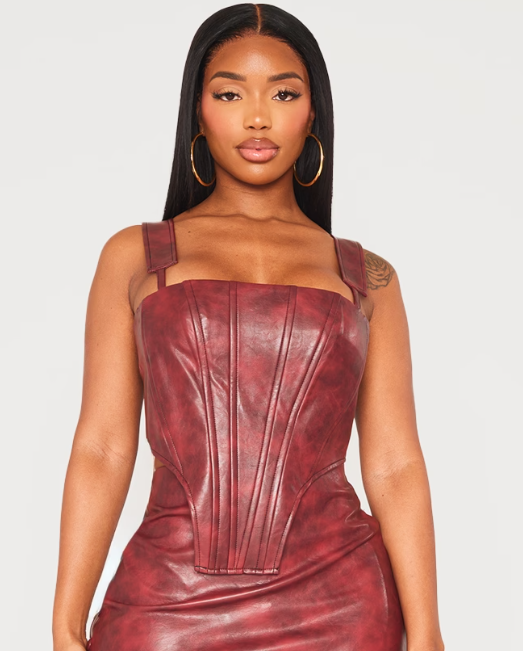 Shape Cherry Red Faux Leather Corset