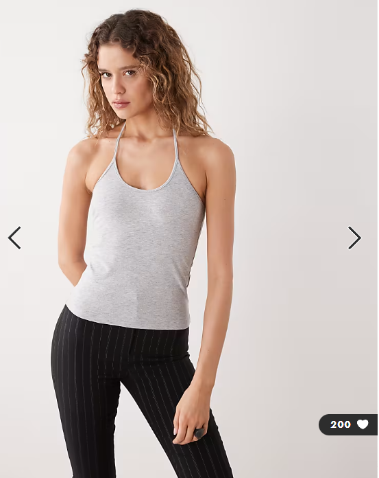 Weekday scoop halter neck tank top in gray melange