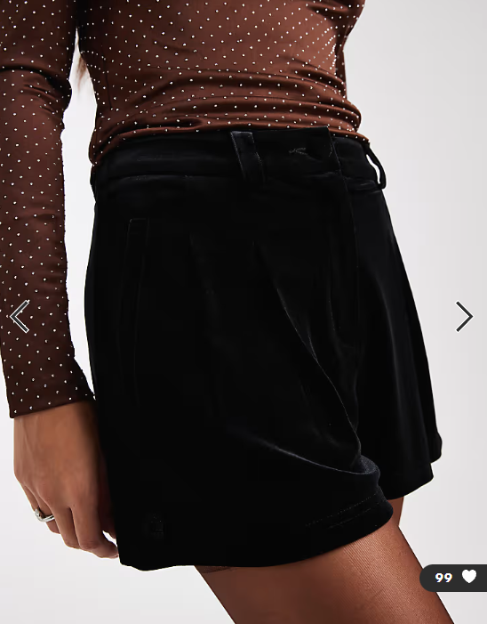 Miss Selfridge - Tailored velvet micro short in black