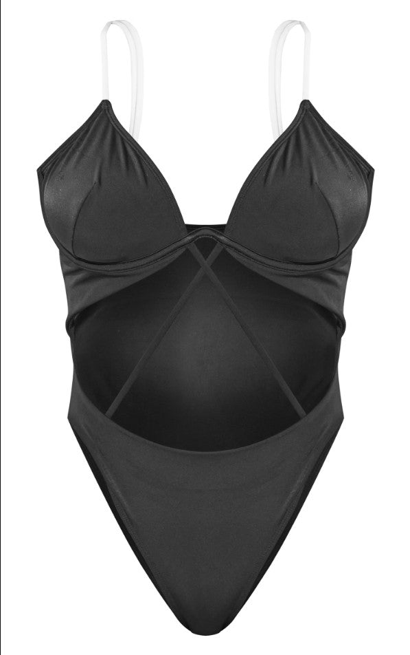 Black Fuller Bust Cut Out Underwired Swimsuit