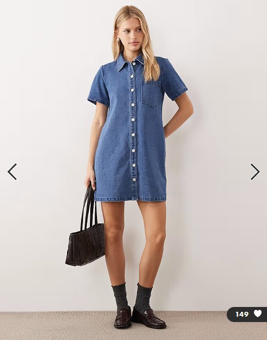 JJXX boxy denim dress in mid blue