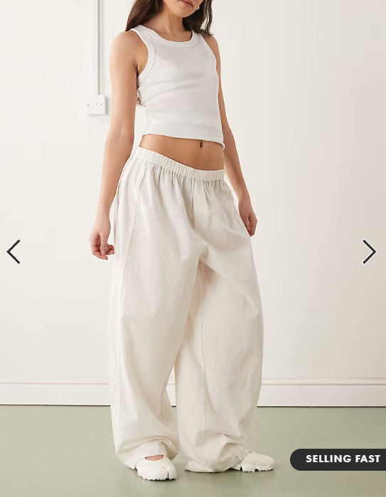 COLLUSION XL balloon pant with linen in white