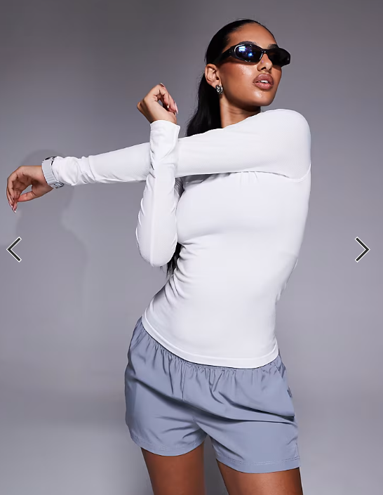 4505 seamless slim fit running long sleeve top in white