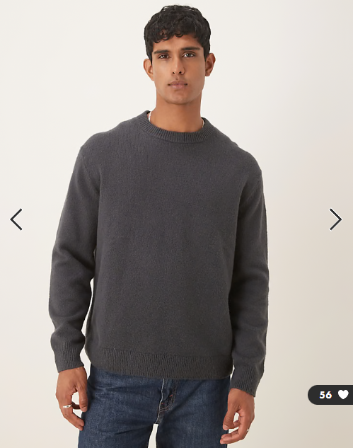 ARKET supersoft crew neck knitted jumper in washed black