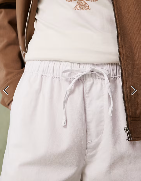 ASOS DESIGN baggy linen blend trousers in white