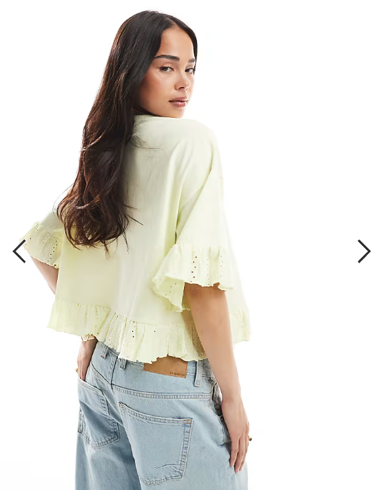 Miss Selfridge ruffle hem t-shirt in butter