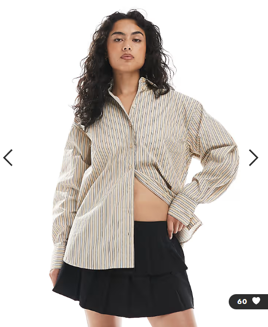 ASOS DESIGN oversized shirt in stone stripe