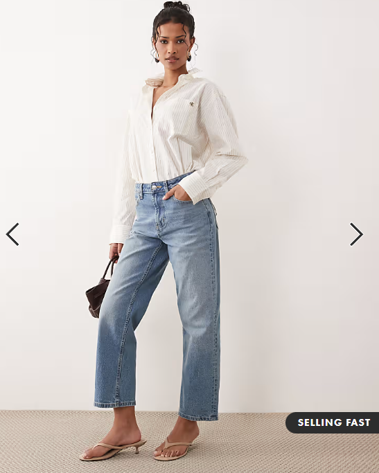 ASOS DESIGN ankle grazer comfort stretch straight leg jeans in authentic mid blue